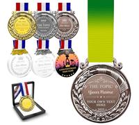 Personalised Medals for Awards Custom Logo Text Name Medal Engraved Design Your Own Customised Medallion with Ribbon for Mvp Winner,Matal Copper