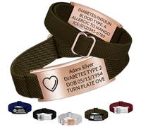 Personalised Medical Alert Bracelet - Custom Emergency ID Bracelet with Engraving Adjustable Nylon Strap,Gifts for Women/Men - Green