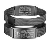 Personalised Medical Alert Bracelet for Men - Free Engraved Adjustable Stainless Steel Medical ID Wristband Cuatomised Medic Alert Emergency Bracelets for Diabetics Blood Thinner Asthma Epilepsy