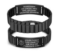 Personalised Medical Alert Bracelet for Men - Stainless Steel Magnetic Strap Medic ID Bracelets Engraved Emergency Health Infor, Customised Medical Identity SOS Bracelet for Allergy Diabetic Epilepsy