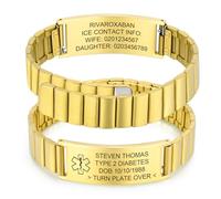 Personalised Medical Alert Bracelet for Men - Stainless Steel Magnetic Strap Medic ID Bracelets Engraved Emergency Health Infor, Customised Medical Identity SOS Bracelet for Diabetic Epilepsy Allergy