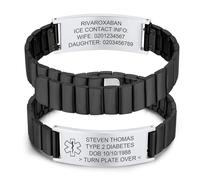 Personalised Medical Alert Bracelet for Men - Stainless Steel Magnetic Strap Medic ID Bracelets Engraved Emergency Health Infor, Customised Medical Identity SOS Bracelet for Diabetic Allergy