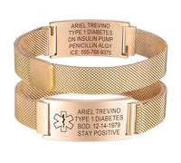 Personalised Medical Alert Bracelet for Women - Customised Adjustable Medical ID Emergency SOS Bracelet for Women's, Free Engraved Stainless Medic Alert Bracelets for Blood Thinner Diabetics Epilepsy