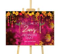 Personalised Mehndi Welcome Entrance Sign Board Custom Indian Wedding Party Decor A1 Foamex Board (Design 5)