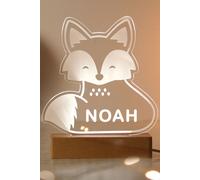 Personalised Memento Company Fox Wooden Based LED Light in Clear Personalised Memento Company Clear