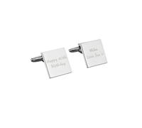 Personalised Memento Company Men's Personalised Any Message Square Cufflinks - 2 lines in Metallic Silver Personalised Memento Company Metallic Silver One Size