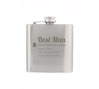 Personalised Memento Company Men's Personalised Best Man Hip Flask in Metallic Silver Personalised Memento Company Metallic Silver
