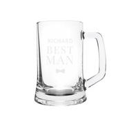 Personalised Memento Company Men's Personalised Best Man Pint Stern Tankard in Clear Personalised Memento Company Clear