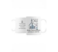 Personalised Memento Company Men's Personalised Boys First Holy Communion Mug in White Personalised Memento Company White