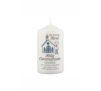 Personalised Memento Company Men's Personalised Boys First Holy Communion Pillar Candle in White Personalised Memento Company White