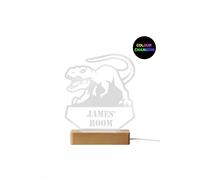 Personalised Memento Company Men's Personalised Dinosaur Wooden Based LED Light in Clear Personalised Memento Company Clear