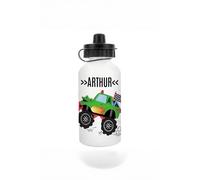 Personalised Memento Company Men's Personalised Monster Truck Drinks Bottle in White Personalised Memento Company White