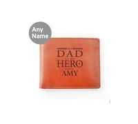 Personalised Memento Company Men's Personalised My Dad is My Hero Tan Leather Wallet Personalised Memento Company Tan