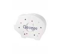 Personalised Memento Company Men's Personalised Name & Initial Piggy Bank in White Personalised Memento Company White