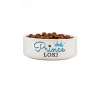 Personalised Memento Company Men's Personalised Prince 14cm Medium Ceramic White Pet Bowl Personalised Memento Company White