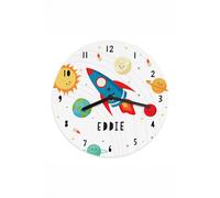 Personalised Memento Company Men's Personalised Rocket in Space Large Wooden Clock in White Personalised Memento Company White