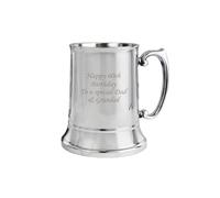 Personalised Memento Company Men's Personalised Stainless Steel Tankard in Metallic Silver Personalised Memento Company Metallic Silver