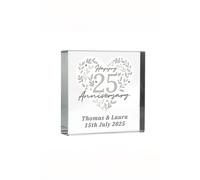 Personalised Memento Company Personalised 25th Silver Wedding Anniversary Crystal Token in Clear Personalised Memento Company Clear