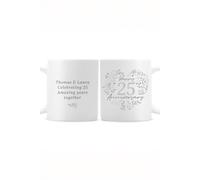 Personalised Memento Company Personalised 25th Silver Wedding Anniversary Mug in White Personalised Memento Company White