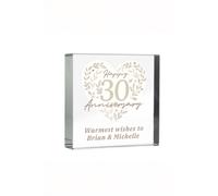 Personalised Memento Company Personalised 30th Pearl Wedding Anniversary Crystal Token in Clear Personalised Memento Company Clear
