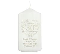 Personalised Memento Company Personalised 30th Pearl Wedding Anniversary Pillar Candle