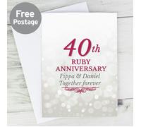 Personalised Memento Company Personalised 40th Ruby Anniversary Card