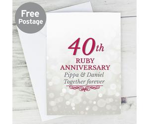 Personalised Memento Company Personalised 40th Ruby Anniversary Card