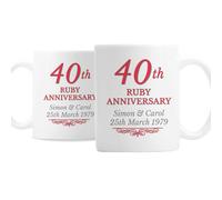 Personalised Memento Company Personalised 40th Ruby Anniversary Mug Set