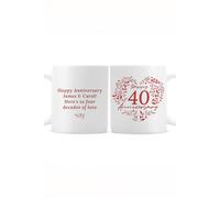 Personalised Memento Company Personalised 40th Ruby Wedding Anniversary Mug in White Personalised Memento Company White