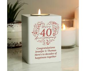 Personalised Memento Company Personalised 40th Ruby Wedding Anniversary Tea Light Holder