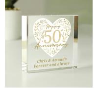 Personalised Memento Company Personalised 50th Golden Wedding Anniversary Crystal Token