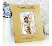 Personalised Memento Company Personalised A Grandchild Is A Blessing 6x4 Oak Finish Photo Frame