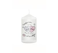 Personalised Memento Company Personalised A Perfect Love Diamond Anniversary Pillar Candle in White Personalised Memento Company White