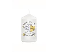 Personalised Memento Company Personalised A Perfect Love Golden Anniversary Pillar Candle in White Personalised Memento Company White