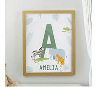 Personalised Memento Company Personalised Animal Initial Oak Poster Frame