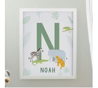 Personalised Memento Company Personalised Animal Initial White Poster Frame