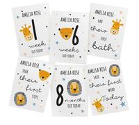 Personalised Memento Company Personalised Animals Baby Milestone Cards