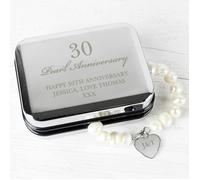 Personalised Memento Company Personalised Anniversary Silver Box and Pearl Bracelet