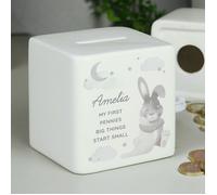 Personalised Memento Company Personalised Baby Bunny Ceramic Square Money Box