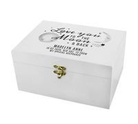 Personalised Memento Company Personalised Baby To The Moon and Back White Wooden Keepsake Box