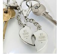 Personalised Memento Company Personalised Best Friends Two Hearts Keyring