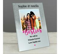Personalised Memento Company Personalised 'Bestie' 4x4 Glitter Glass Photo Frame
