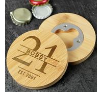 Personalised Memento Company Personalised Big Age Bamboo Bottle Opener Coaster
