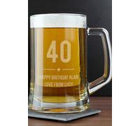 Personalised Memento Company Personalised Big Age Glass Pint Stern Tankard in Clear Personalised Memento Company Clear