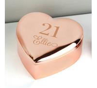 Personalised Memento Company Personalised Big Age Rose Gold Heart Trinket Box