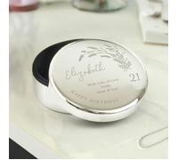 Personalised Memento Company Personalised Birthday Round Trinket Box - Silver