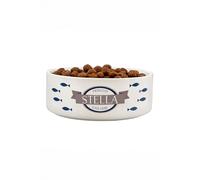 Personalised Memento Company Personalised Blue Fish 14cm Medium White Pet Bowl Personalised Memento Company White