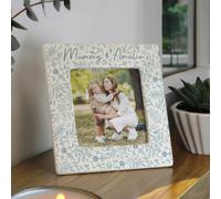 Personalised Memento Company Personalised Blue Floral Ceramic 4x4 Frame - Cream - Ceramic - 4x4