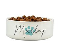 Personalised Memento Company Personalised Blue Paw Print Name 14cm Medium Pet Bowl