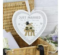 Personalised Memento Company Personalised Boofle Wedding Large Wooden Heart Decoration